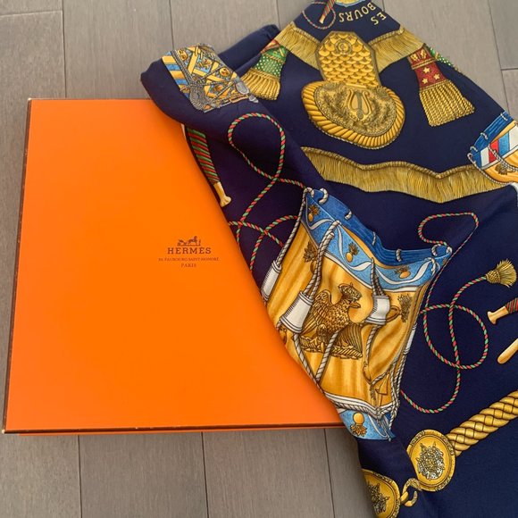 HERMES Les Tambours 100% Silk Scarf + Box - Picture 6 of 10